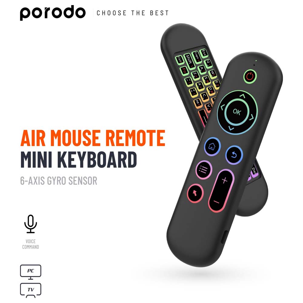 Porodo Air Mouse Remote Mini Keyboard Siri working