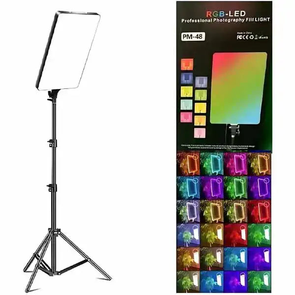 RGB LED Professional Photography Light PM-48 | Adjustable Brightness & Tripod Stand