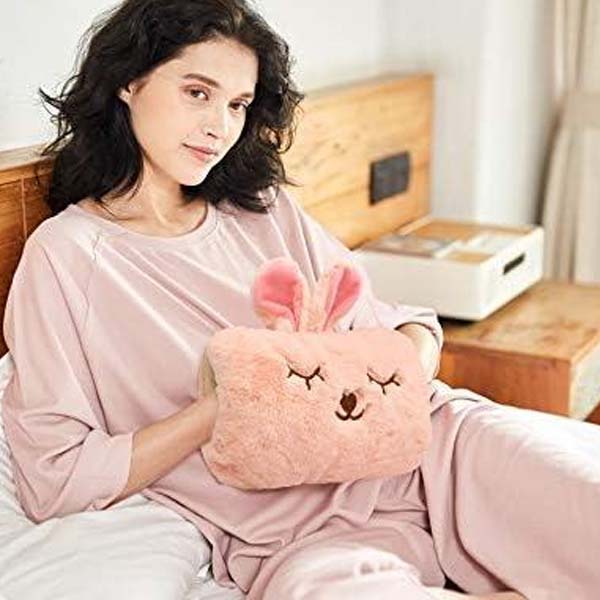 Cute Plush Bunny Hot Water Bottle – Portable Hand Warmer Winter Gift