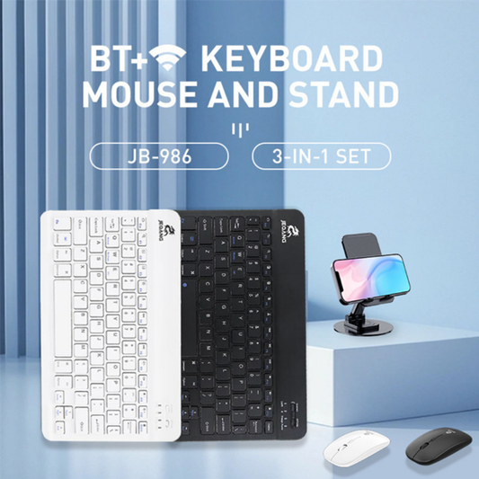 JEQANG JB-986 Bluetooth Combo (Keyboard, Mouse & Phone Holder)