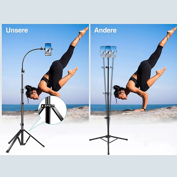 Tall Flexible Phone Tripod 170CM with Gooseneck Heavy Duty Phone Tripod Stand