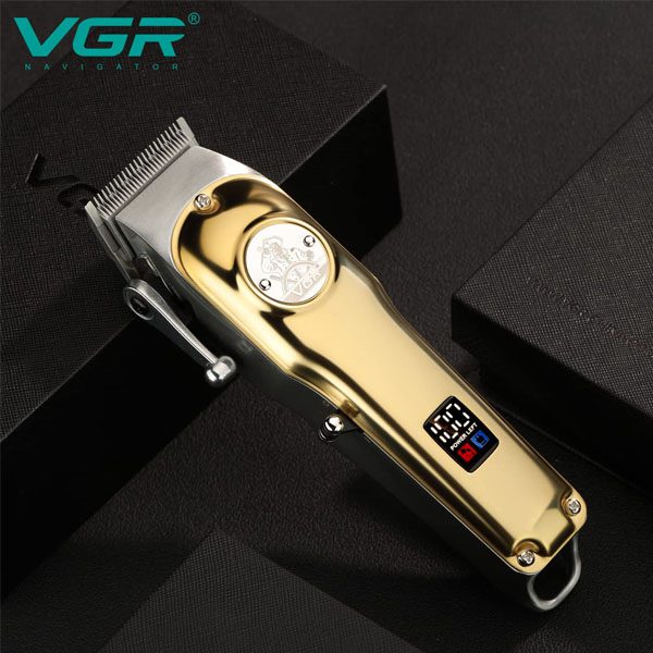 VGR V-181 سلسلة صالون احترافي شاشة رقمية ماكينة حلاقة شعر لاسلكية طقم قص الشعر الكهربائي ماكينة تشذيب شعر لاسلكية مجموعة بطارية ليثيوم أيون قابلة لإعادة الشحن 2200 مللي أمبير في الساعة 200 دقيقة تشغيل