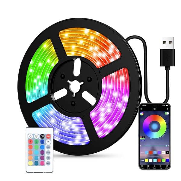 LED Strip Lights 5M with App Control – Colour Changing, Music Sync LED Lights for Bedroom | USB Powered RGB Led Strip Lights