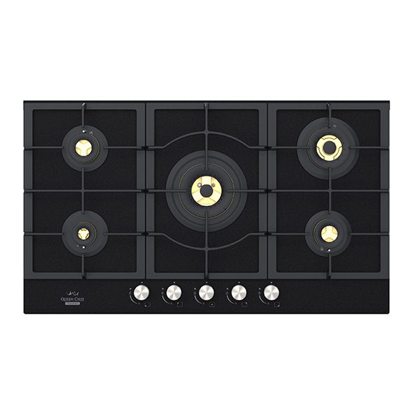 Queen Chef QCHB90-5GGBM - موقد غاز بزجاج مقسّى مع لمسة نهائية غير لامعة