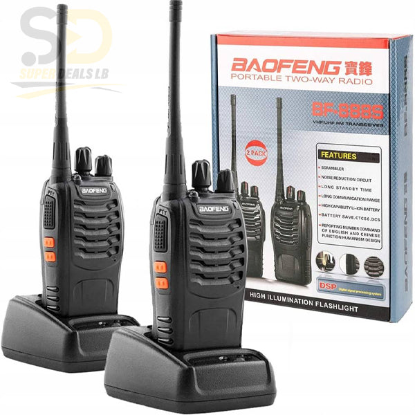Kit Talkie Walkie Baofeng 888S – Long Range Two-Way Radio with Charger & Earpiece