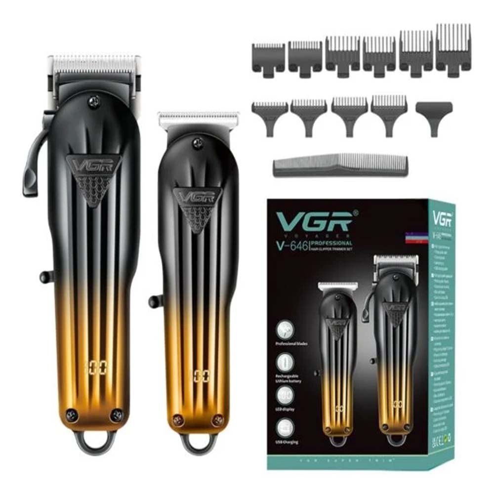 VGR V-646 Professional Hair Clipper & Trimmer Set with 10 Guide Combs