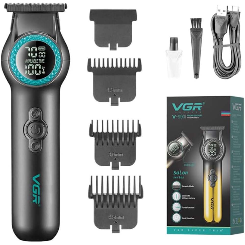 VGR V-990 Professional 8000RPM Hair Trimmer with Turbo Mode and LED Light