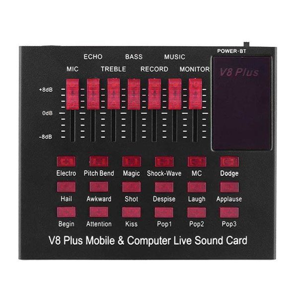 بطاقة صوت V8 Plus Live Audio الأصلية متوافقة مع أنظمة Android و iOS و Windows والميكروفون والجيتار وما إلى ذلك