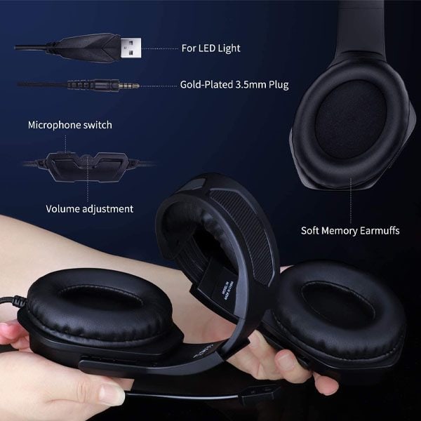 سماعة رأس الألعاب ONIKUMA X4 RGB - صوت محيطي 7.1 - ميكروفون بخاصية إلغاء الضوضاء - للكمبيوتر / PS4-3 / XBOX / الجوال
