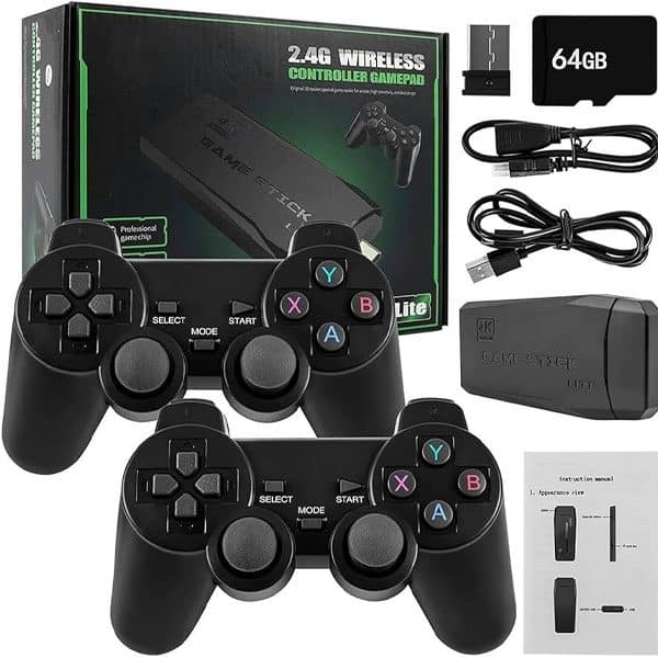 جهاز ألعاب Game Stick Lite، وحدة تحكم ألعاب الفيديو 64 جيجابايت، مدمج 10000 لعبة، جهاز ألعاب ريترو