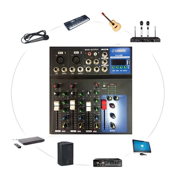خلاط صوت ياماها F4-USB / D4-USB لايف بـ 4 قنوات مع بلوتوث | خلاط صوت احترافي للتسجيل والبث