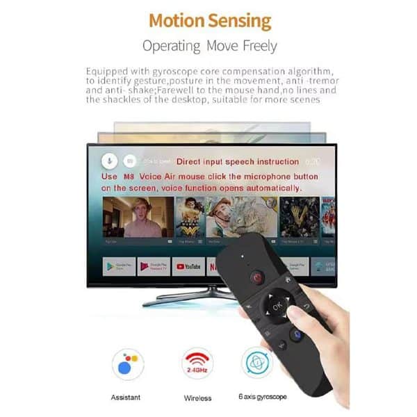 ريموت كنترول صوتي M8 فأرة هوائية 2.4G لوحة مفاتيح لاسلكية صغيرة تعلم بالأشعة تحت الحمراء استشعار جيروسكوبي بطارية ليثيوم لجهاز أندرويد تي في بوكس