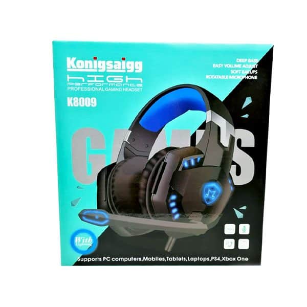 سماعات رأس جيمنج K8009 بميكروفون لجهاز بلايستيشن 4 / الكمبيوتر الشخصي / اللابتوب / XBOX