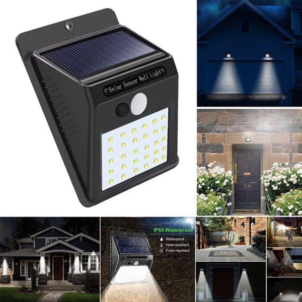 مصباح طاقة LED يعمل بالطاقة الشمسية مع مستشعر حركة PIR ومستشعر CDS الليلي