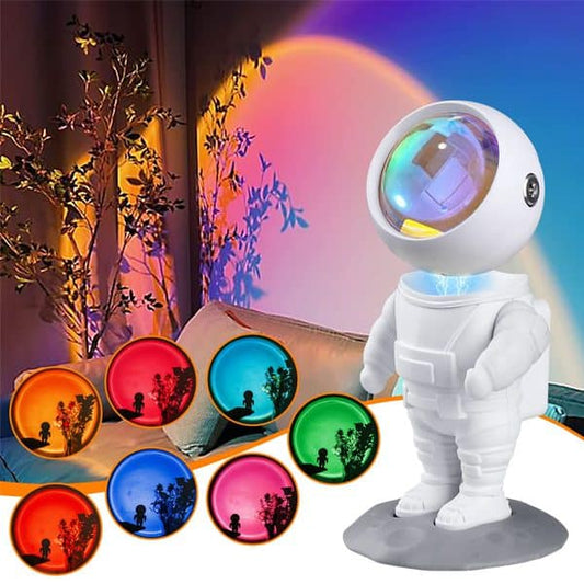 SAMTUNK Astronaut Sunset Lamp Projector Light 7 Colors Mode & Built-in Battery Lights 360° Rotating Head Cosmonaut Lamp for Photography