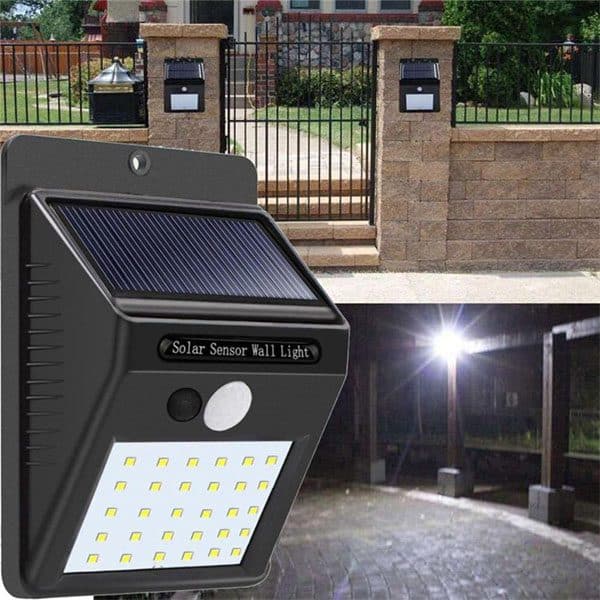 مصباح طاقة LED يعمل بالطاقة الشمسية مع مستشعر حركة PIR ومستشعر CDS الليلي