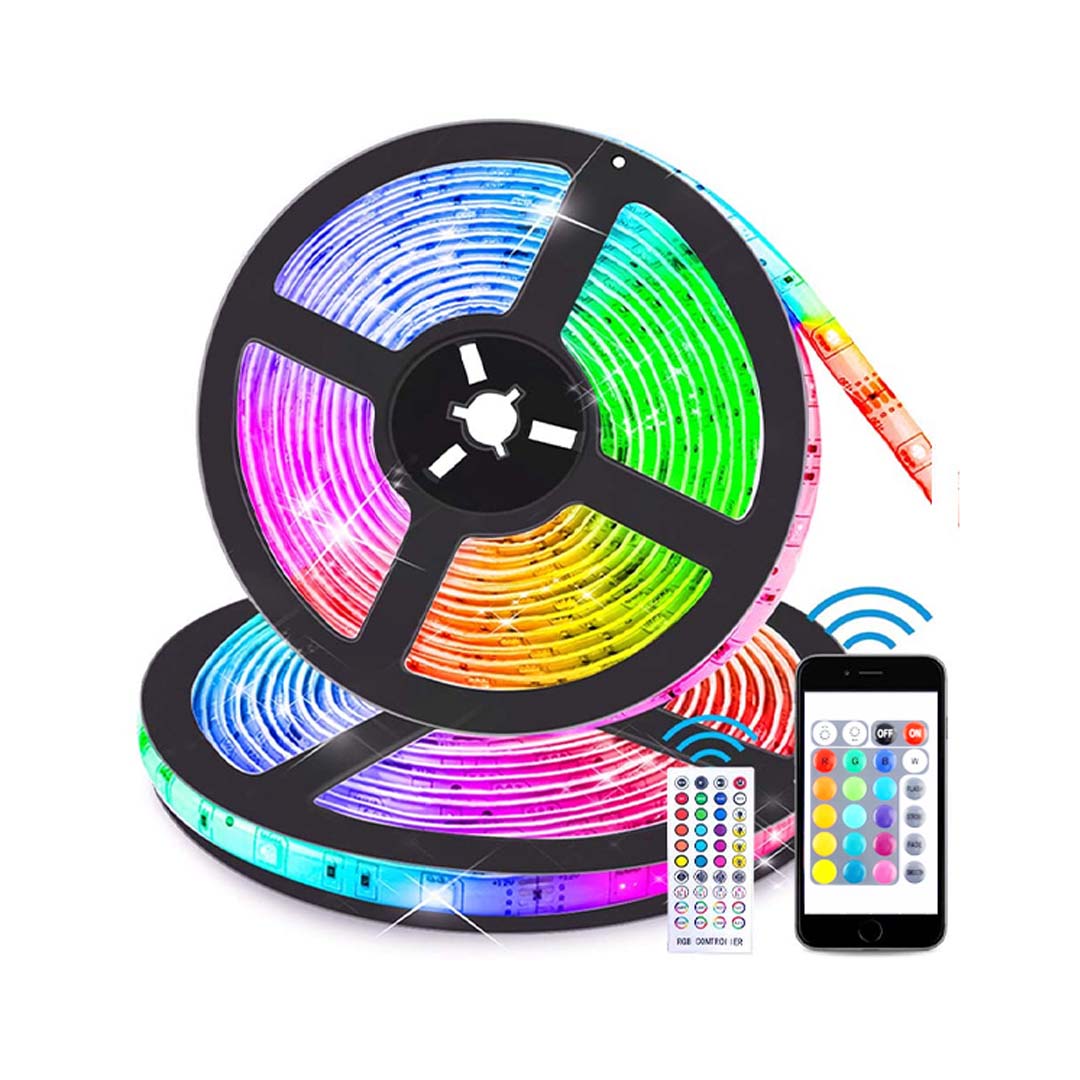 2025 Version RGB LED Light Strip – 10m (2×5m) Waterproof 5050 SMD with Remote & Bluetooth Control