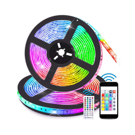 2025 Version RGB LED Light Strip – 10m (2×5m) Waterproof 5050 SMD with Remote & Bluetooth Control