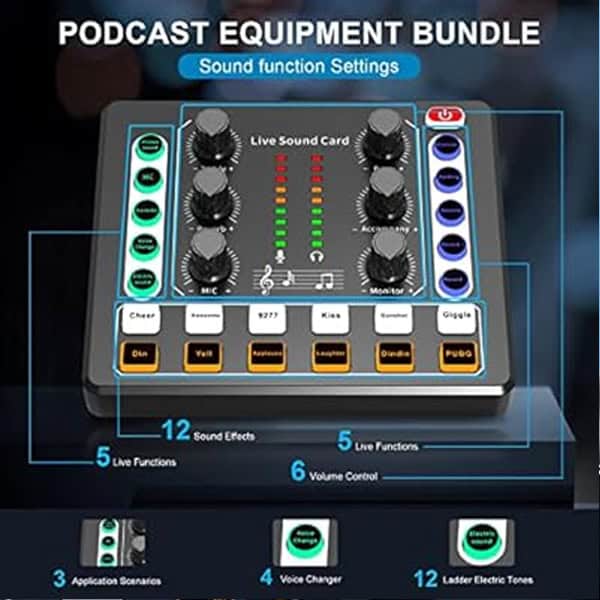 M8 Podcast Equipment Bundle with Audio Interface, DJ Mixer & BM800 Microphone