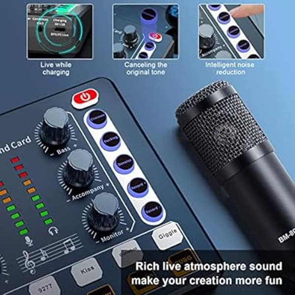 M8 Podcast Equipment Bundle with Audio Interface, DJ Mixer & BM800 Microphone