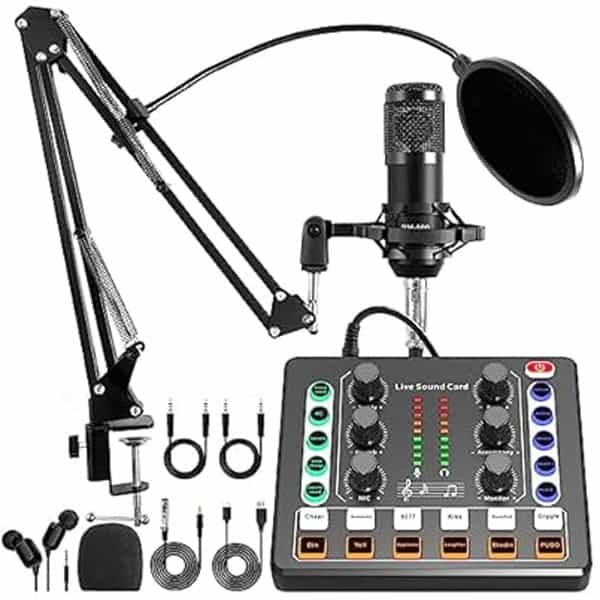 M8 Podcast Equipment Bundle with Audio Interface, DJ Mixer & BM800 Microphone