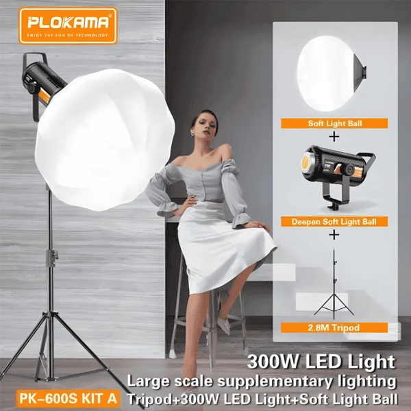 Plokama PK-600S LED Studio Lighting Kit – Professional 300W Softbox System