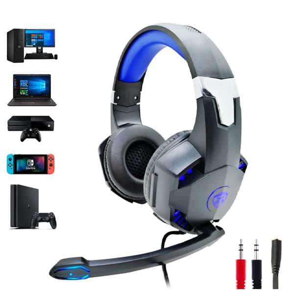 سماعات رأس جيمنج K8009 بميكروفون لجهاز بلايستيشن 4 / الكمبيوتر الشخصي / اللابتوب / XBOX