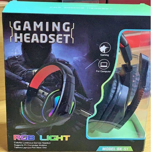 سماعة رأس ألعاب بإضاءة RGB BK-51 مع مدخل AUX