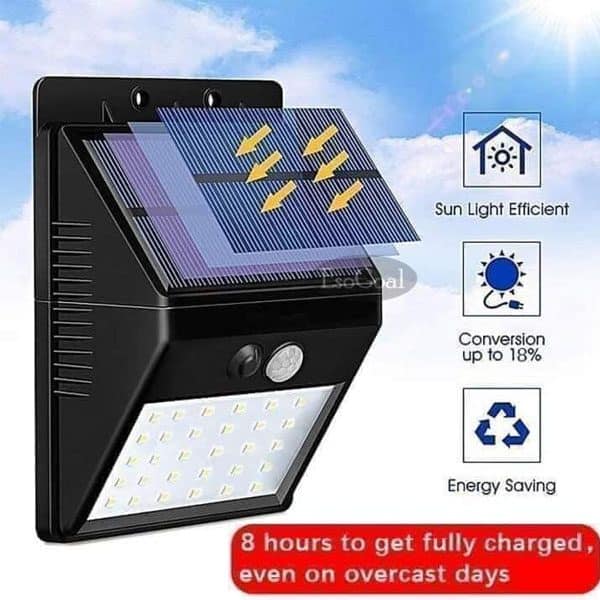 مصباح طاقة LED يعمل بالطاقة الشمسية مع مستشعر حركة PIR ومستشعر CDS الليلي
