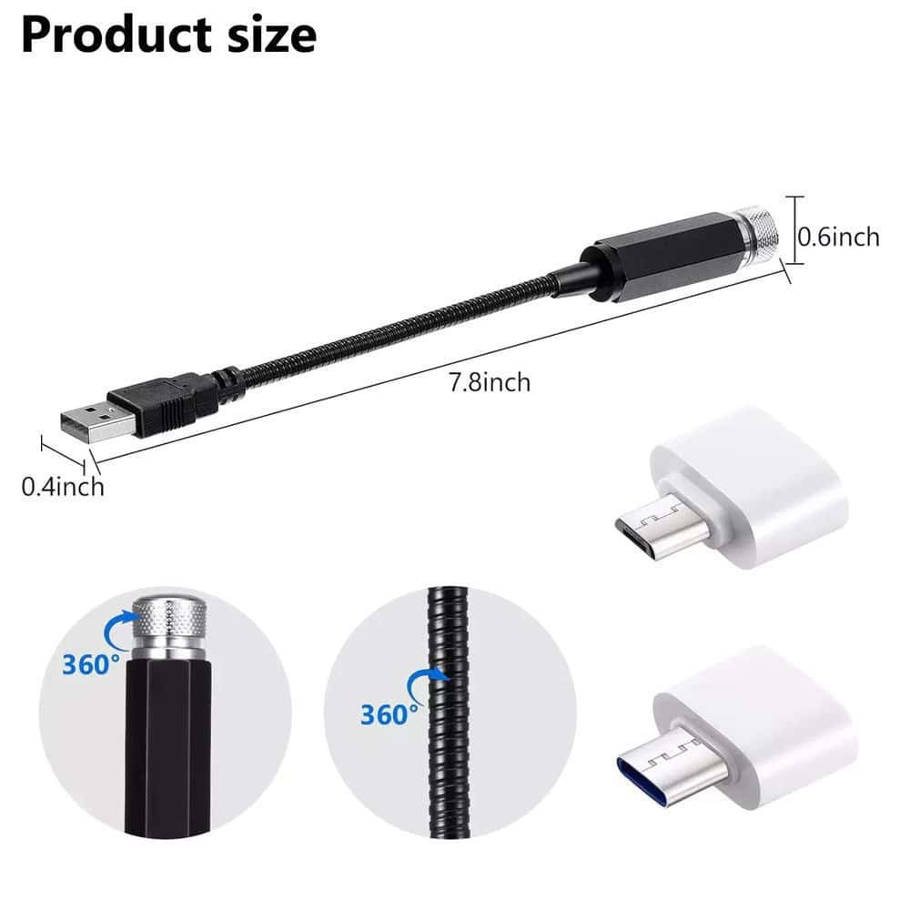 مصباح ليزر نجوم لسقف السيارة بمنفذ USB