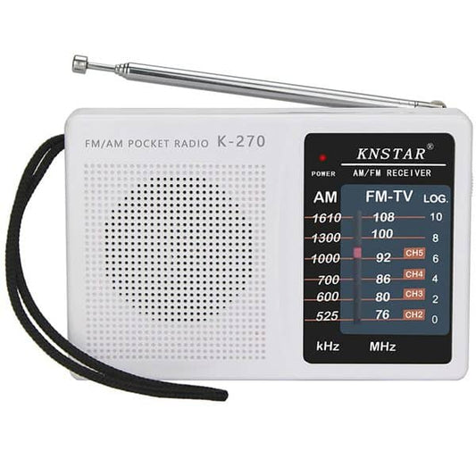 راديو جيب صغير K-270 fm يعمل بالبطارية UM-3 راديو مايكرو AM/FM مع مقبس سماعة الأذن