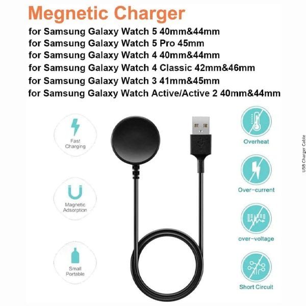 كابل شاحن USB لساعة سامسونج ووتش 5 وساعة ووتش 5 برو