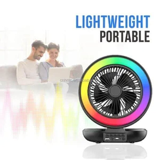 ZQS1457 2in1 USB Mini Small Fan with Bluetooth Speaker & RGB Ring Light