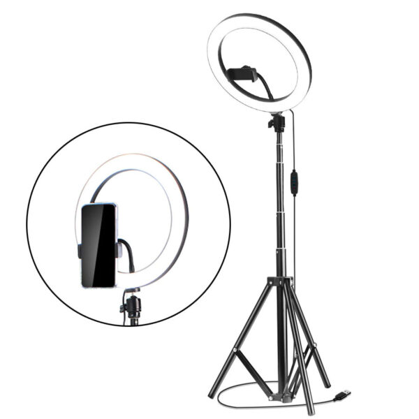 Ring Light 26Cm With Tripod Stand Cell Phone Holder USB 3 Modes LED Light (High Quality)