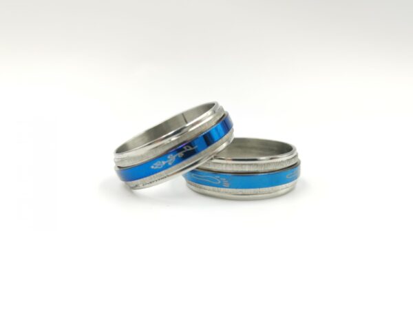 Silver And Blue Ring Stainless Steel (Size 20/21)