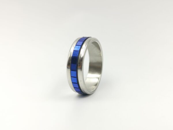 Blue & Silver Ring Stainless Steel (size 17)