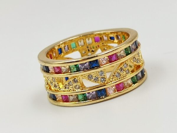 Trendy Brazilian Gold Ring With Colored Zircon (size 18)