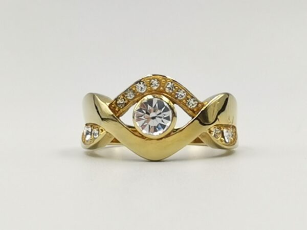 New Brazilian Gold Ring With Zircon (size 17)