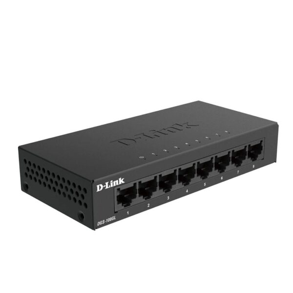 D-Link Ethernet Switch, 8 Port Gigabit Unmanaged Desktop Plug and Play Sturdy Metal Housing Fanless Design EEE (DGS-108GL)