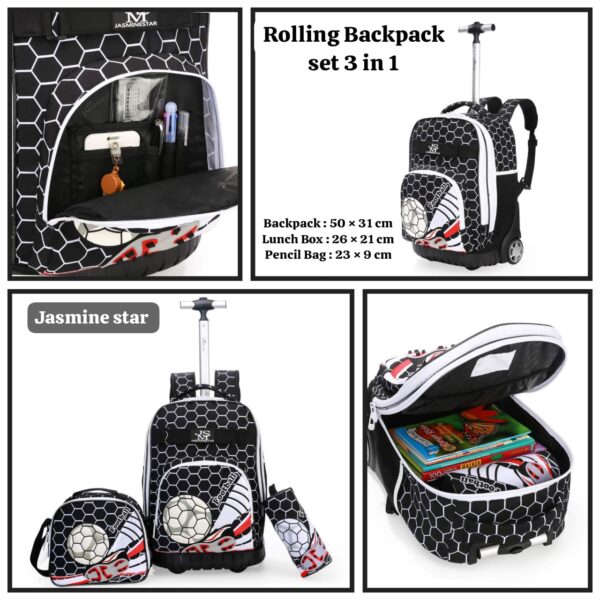 Jasmine star Trolley School Bag Big Wheel Set New Design 3 In 1 Cartoon Trolley School Backpack Bag Set With Wheels